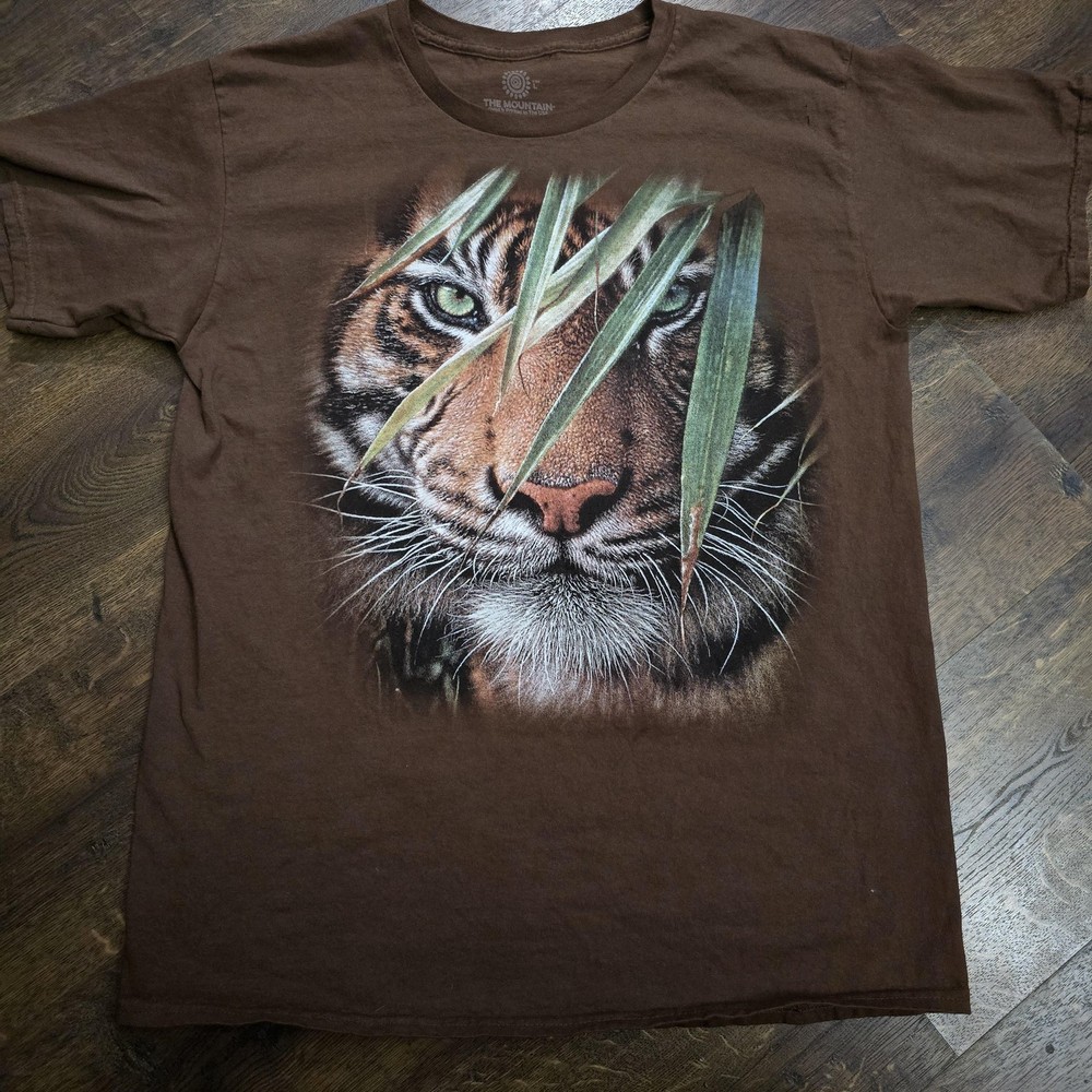 The Mountain Tiger Shirt Mens Large Brown Big Cat Animal Graphic Nature Tee