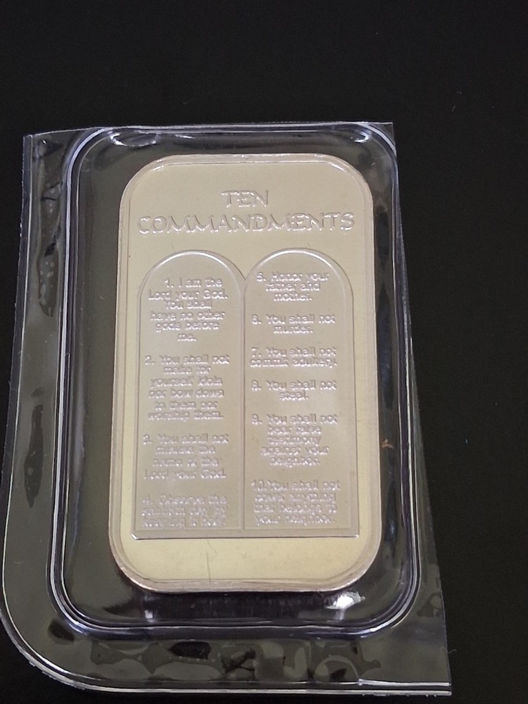 1 Troy oz .999 Fine Silver Bar Sealed - Ten Commandments
