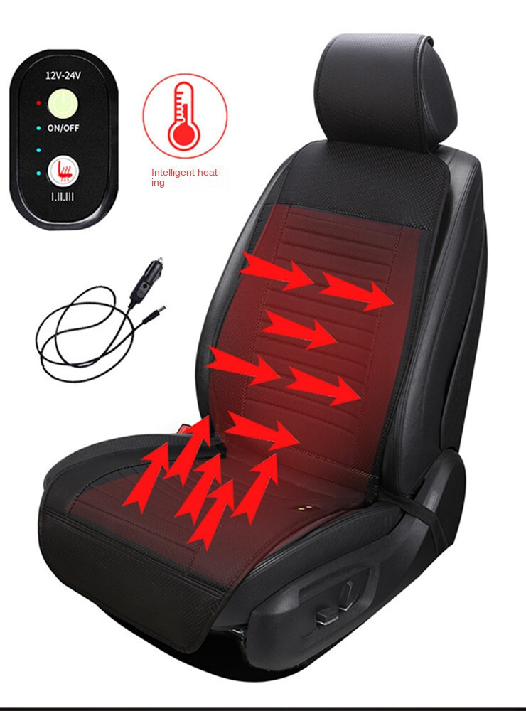 Car Heated Seat Cover Warmer Cushion Black Heating Mat Pad For Winter 12V 24V