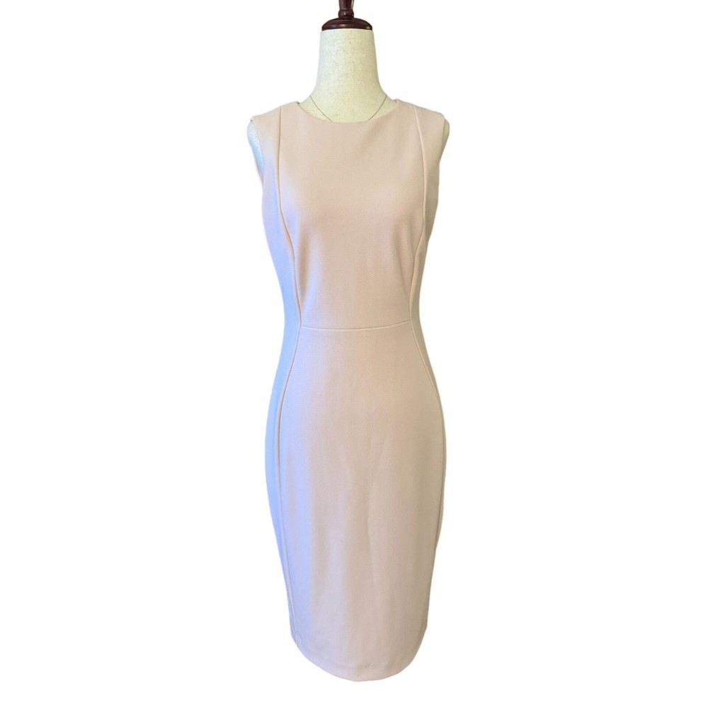 Calvin Klein Sleeveless Sheath Dress Women 4P Blush Pink Knee Length Church