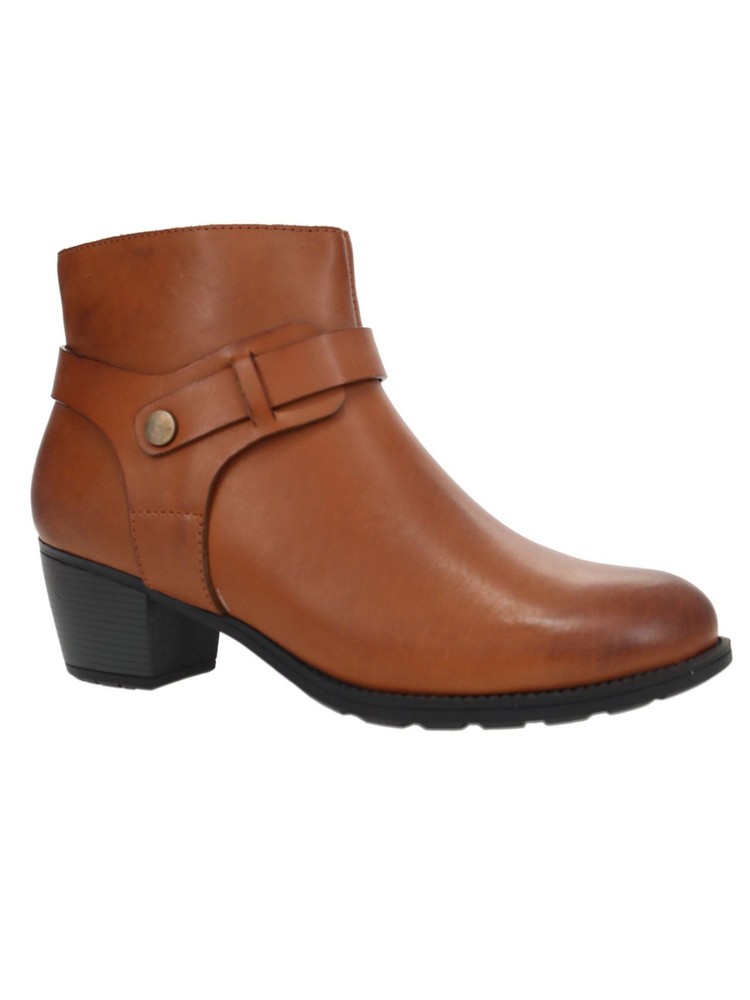 PROPET Womens Brown Strap Details Padded Topaz Round Toe Block Heel Booties 10 M