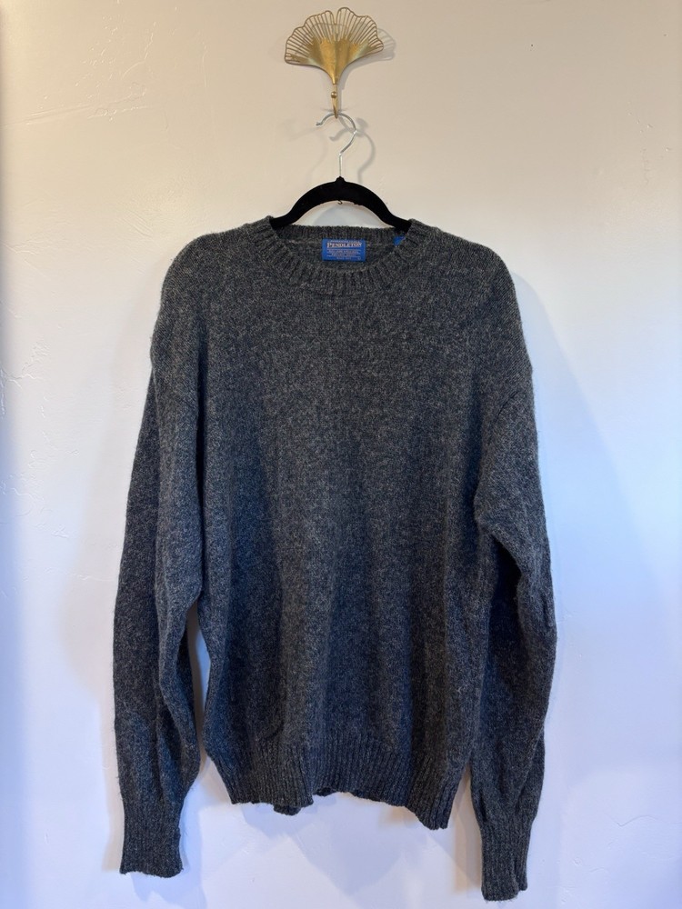 Pendleton Shetland Wool Sweater Men’s Large Gray Crewneck 100% Virgin Wool