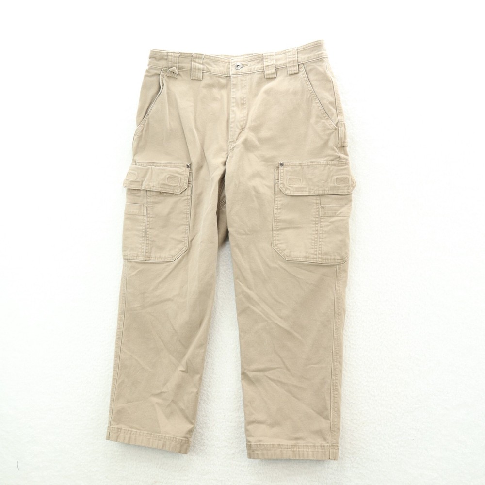 Duluth Trading Co Pants Mens 34x27 Beige Flex Fire Hose Canvas Cargo Workwear