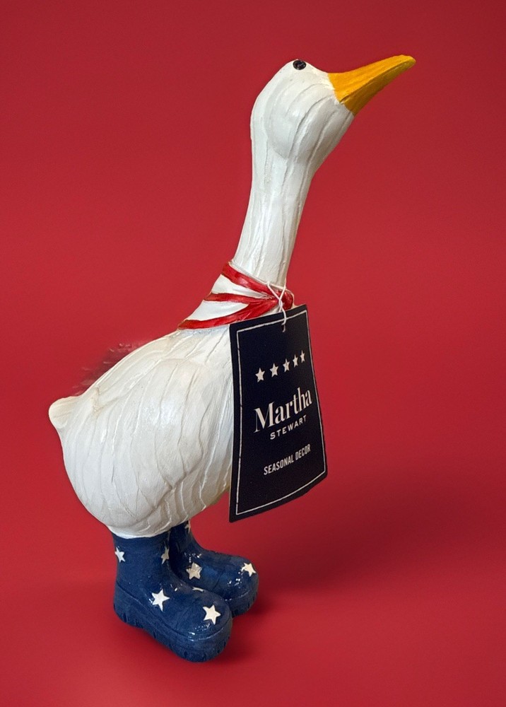 Martha Stewart Patriotic Goose Figurine Americana July 4th Decor Boots NWT