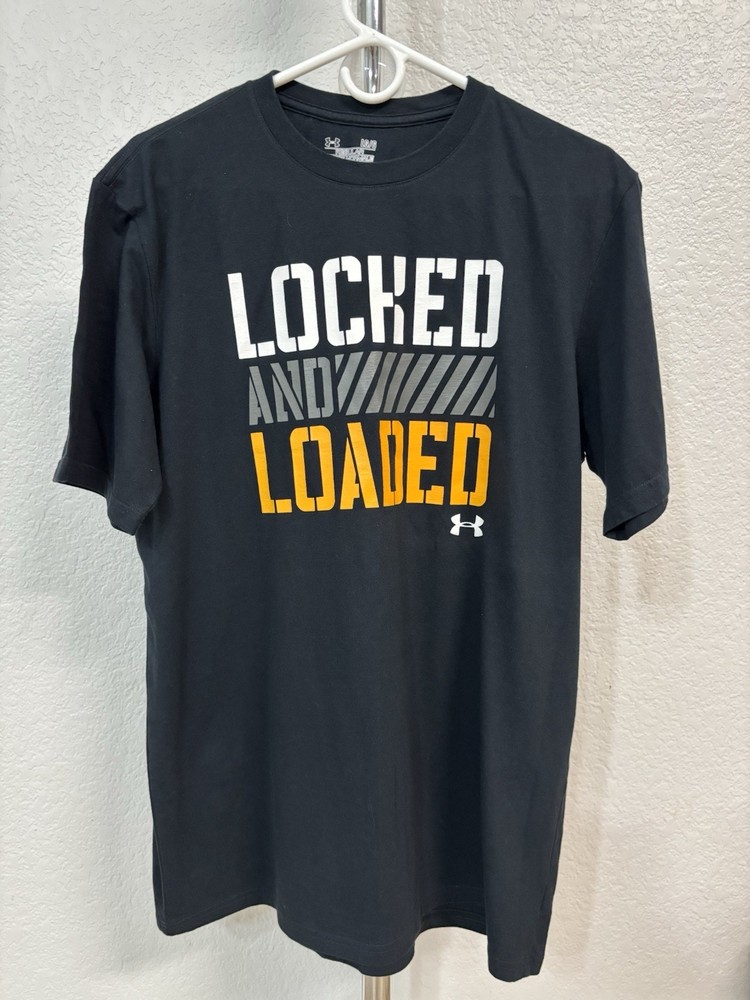 Under Armour HeatGear Locked & Loaded Men’s Black Graphic SS T-Shirt Size L