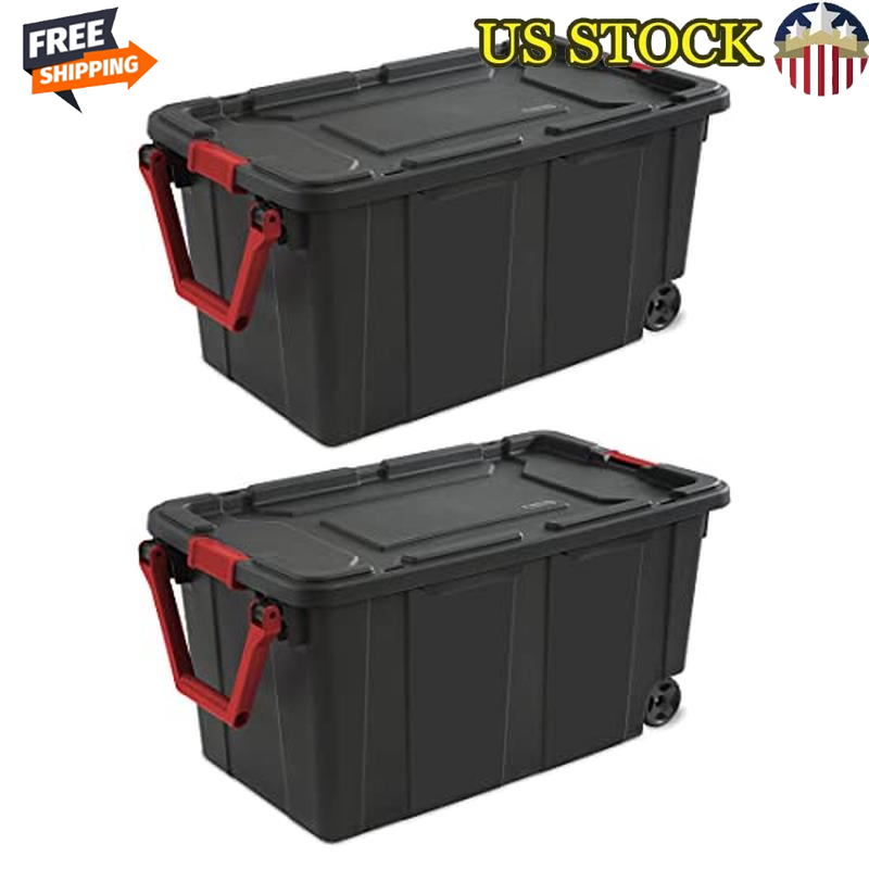 Stackable 40-Gallon Wheeled Storage Bins with Lids Set of 2