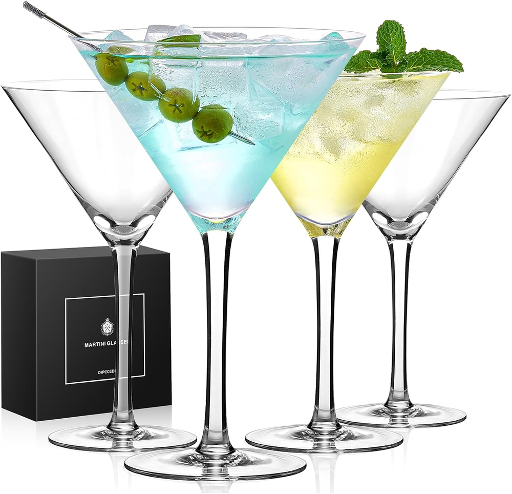 Martini Glasses Set of 4, 9 Oz Crystal Cocktail Glasses, Hand Blown Crystal Mart