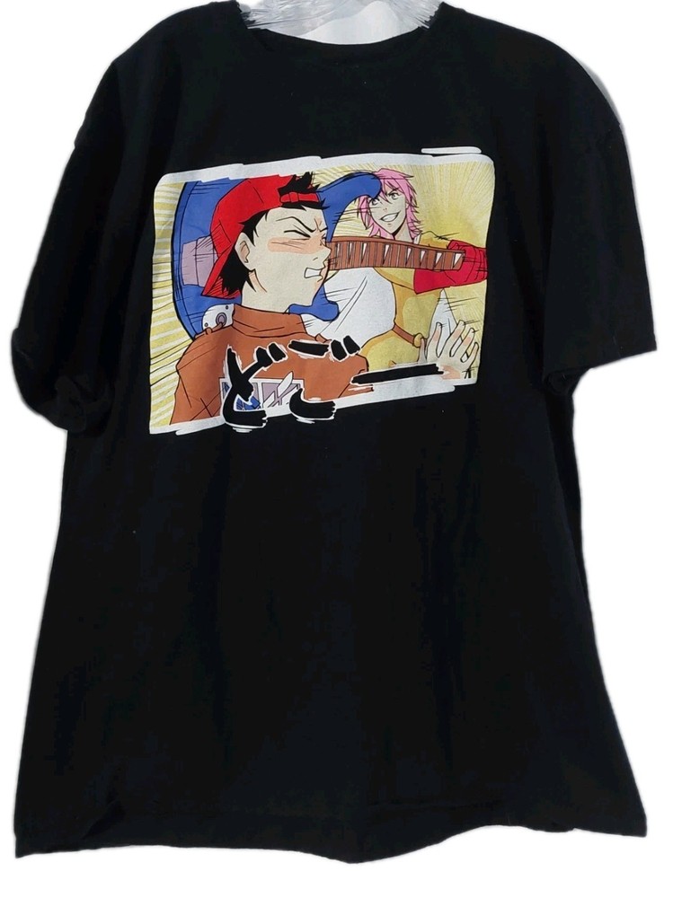 FLCL Fooly Cooly Anime Manga Graphic T-Shirt Size 2XL Black