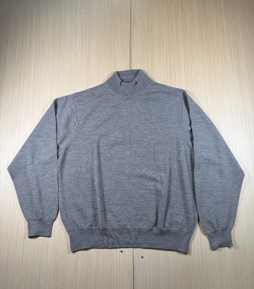 Jos. A. Bank Sportswear Merino Wool Sweater Men Medium Gray Tight Knit Mock Neck