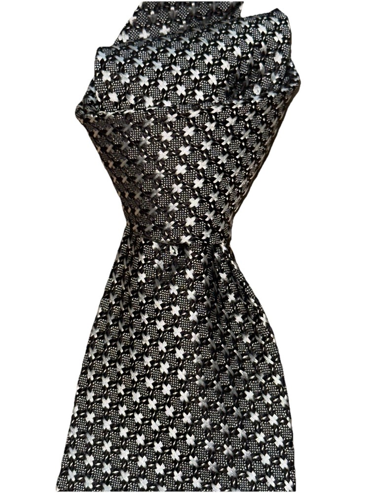 NWT TOM FORD Black w/ white cross stitch check 3.7