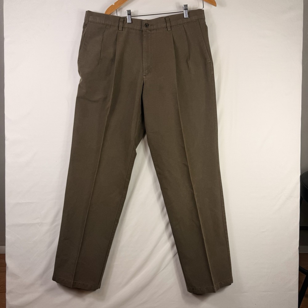 Dockers Flat Front Mens Pants Size 38x34 Brown Individual Fit Chino Straight Leg