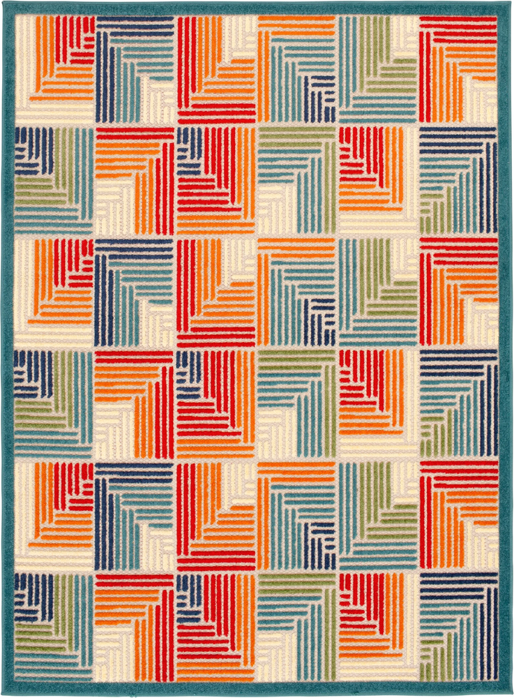 Ashton Woods 2x3 Light Cream Geometric Outdoor Polypropylene Area Rug