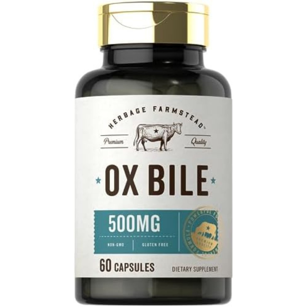 Ox Bile Supplement 500Mg 60 Capsules Digestive Enzyme Non-Gmo & Gluten Free by H