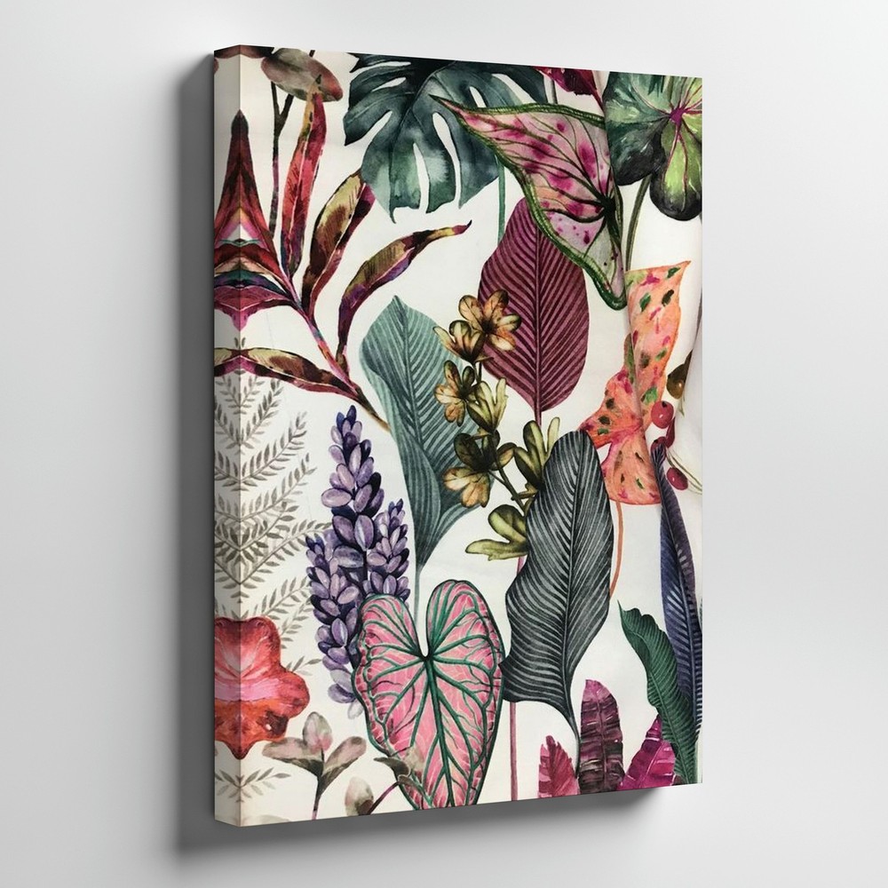 Colorful Tropical Leaves Canvas Wall Art Abstract Botanical Nature Print Home