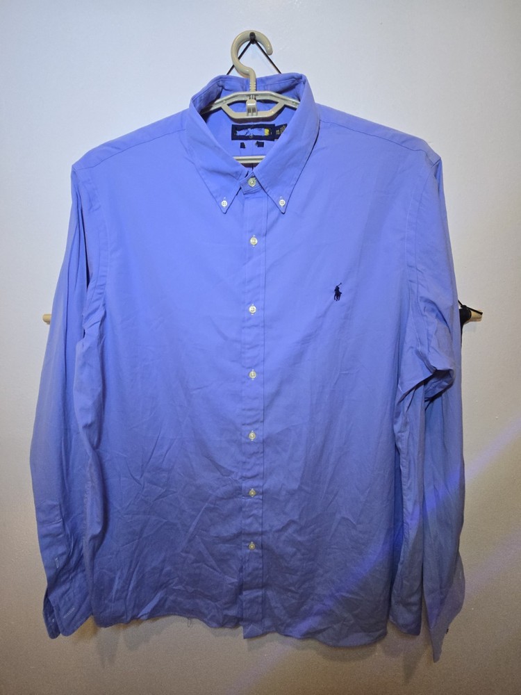 Polo Ralph Lauren Men's Button-Down Shirt Blue XXL 100% Cotton Long  Classic Fit