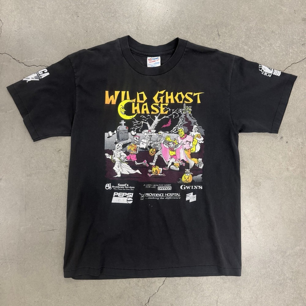 Vintage 90s Universal Studios Monsters Wild Ghost Chase Black T-Shirt L