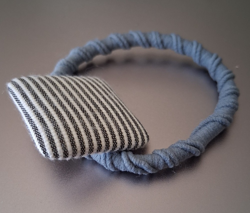 Blue Rubber Band with Striped Square Design - Brand New