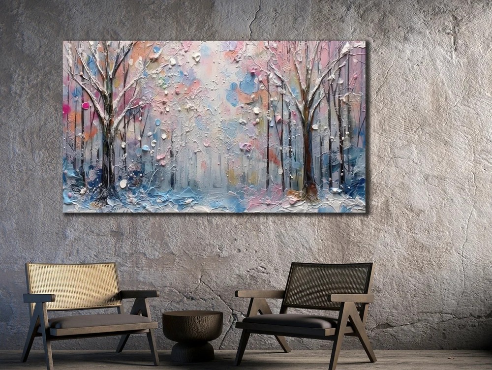 Stunning Forest Oil Painting Abstract Unframed Canvas Print Australian Wall Art-image