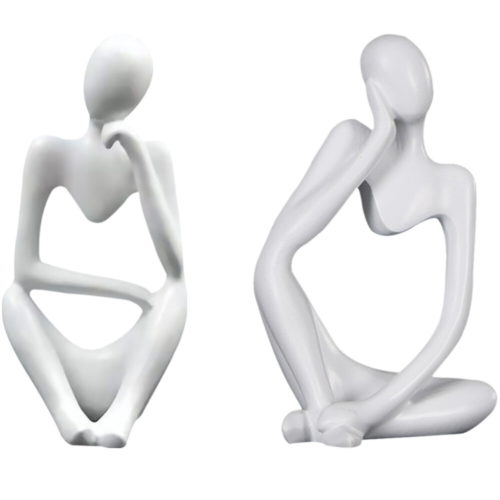 2PCS Fashion Statues Stylish Thinker Statue Bookcase Decor Modern Decor Accents