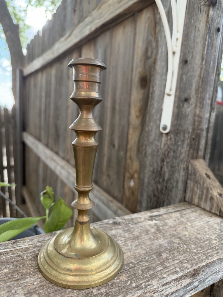 Vintage Solid Brass Candlestick Holder 8”  India Baluster Turned Candle Stick