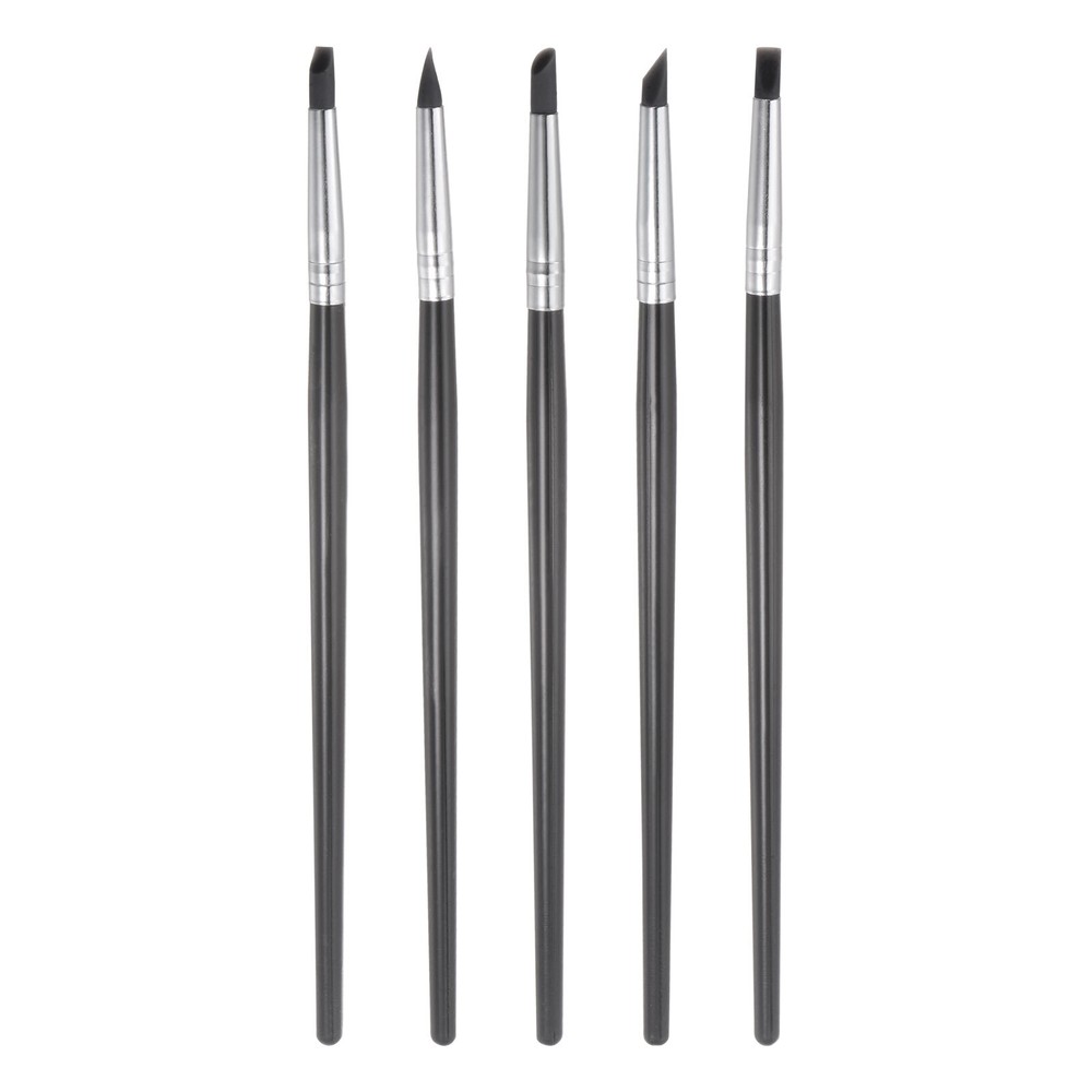 5pcs Silicone Clay Sculpting Tool Clay Sculpting Rubber Tip Shaping Pen Black