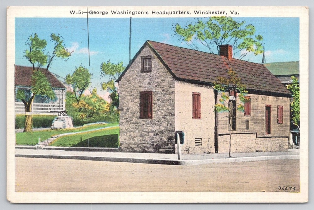 George Washington's Headquarters Winchester VA Linen Postcard 1930s
