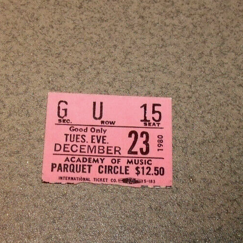 Philadelphia Academy of Music 12/23/1980 Concert Ticket Stub-image