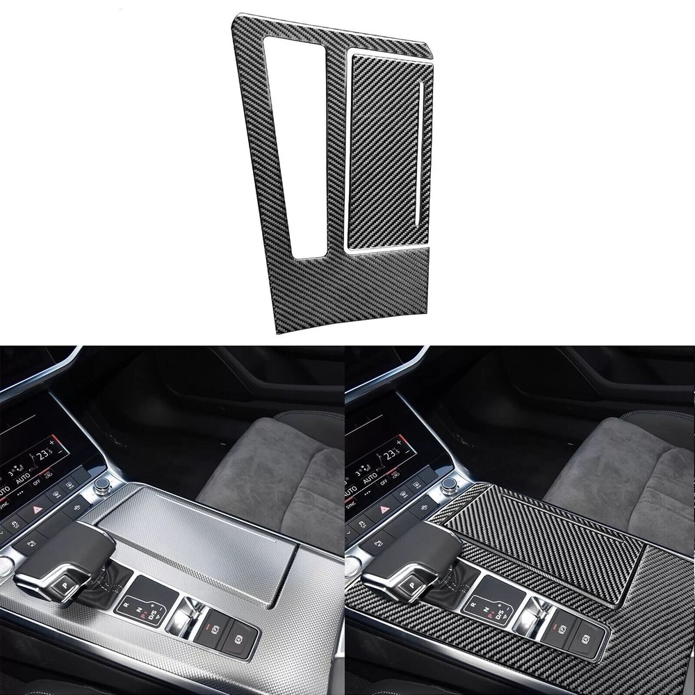 Real Carbon Fiber Console Gear Shift Panel Cover Trim For Audi A6 C8 A7 2019-24