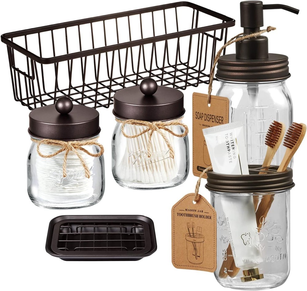 SheeChung Bathroom Accessories Set - 6Pcs Decor, Bronze