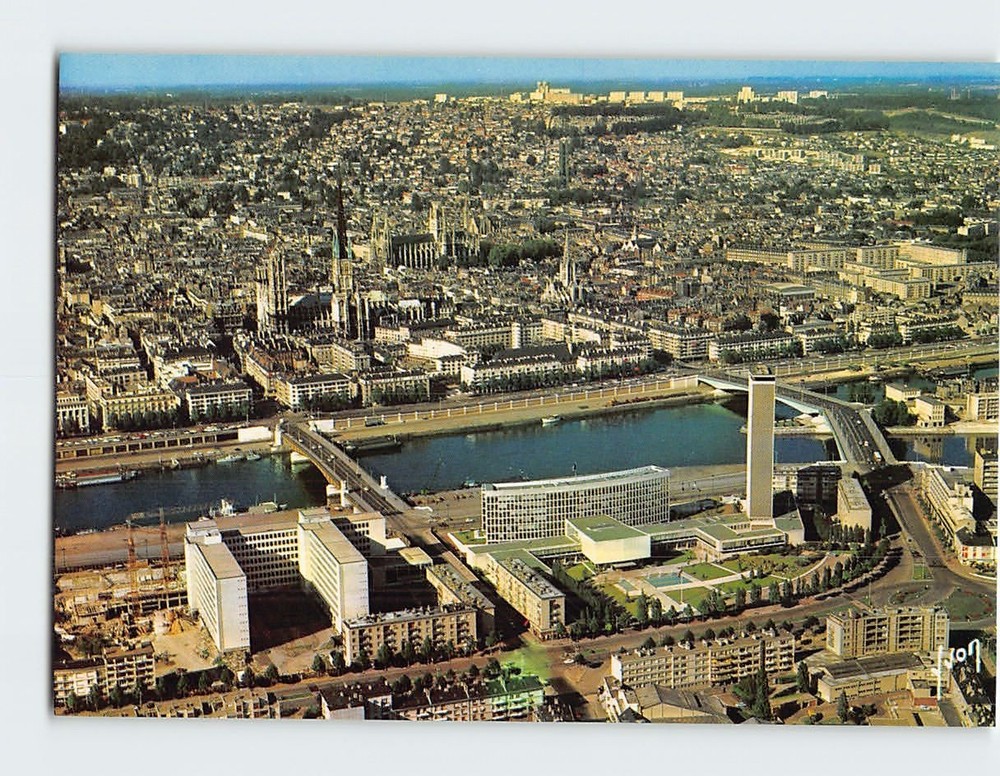 Postcard Aerial View Rouen France