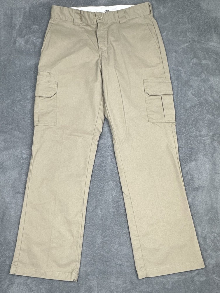 Dickies Flex Pants Mens 34x32 (Fit 34x31.5) Beige Cargo Regular Straight Work