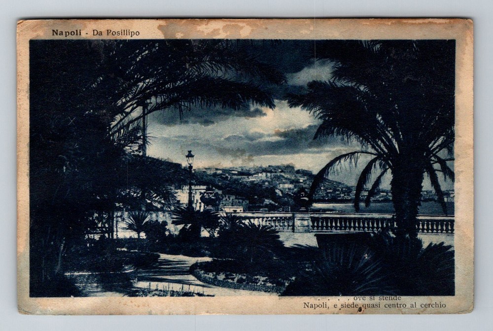 Italy- Naples Posillipo Affluent Hilly Neighborhood Old Vintage c1926 Postcard