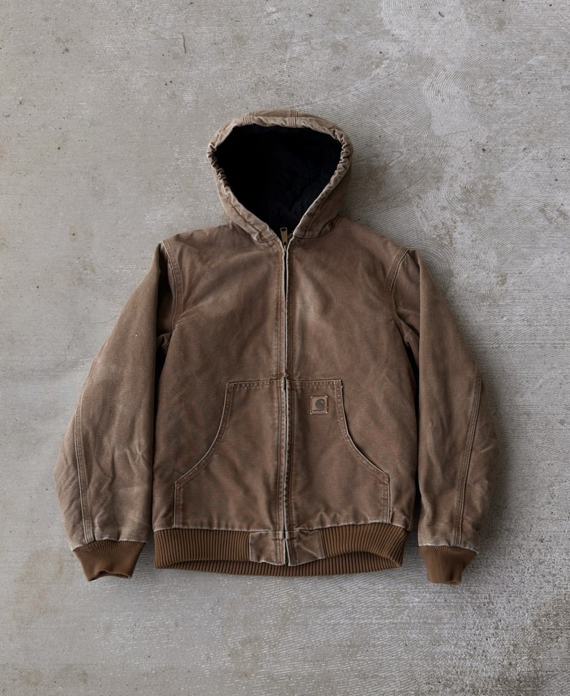 Carhartt Brown Hooded Full Zip Lined Bomber Jacket XL Men's Workwear