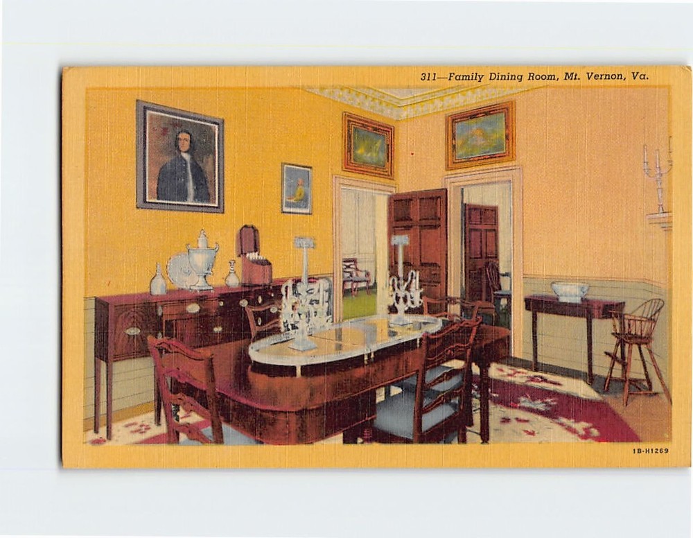 Postcard Family Dining Room Mt. Vernon Virginia USA