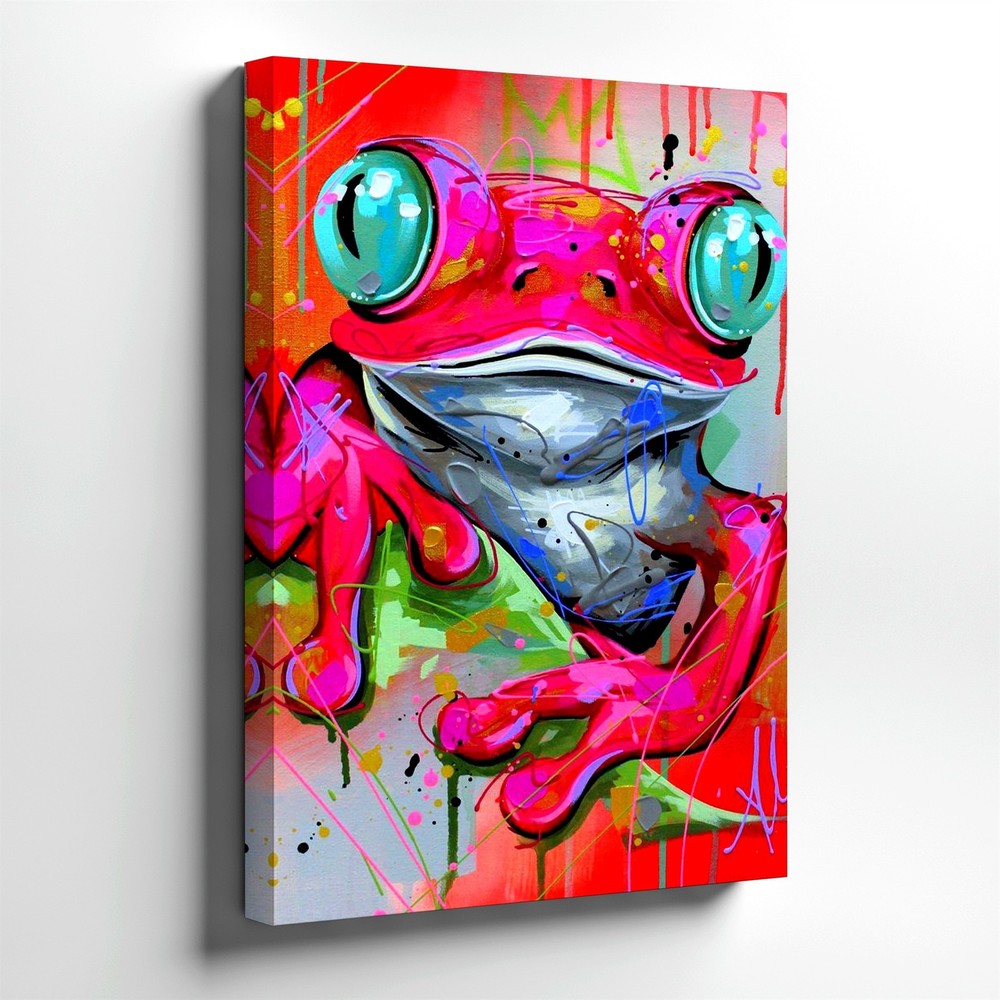 Wall Art Colorful Frog Canvas Print Abstract Graffiti Animal Painting Decor-image