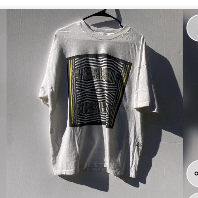 Hanes Beefy-T Graphic Print White Cotton Men's T-Shirt XL Crew Neck