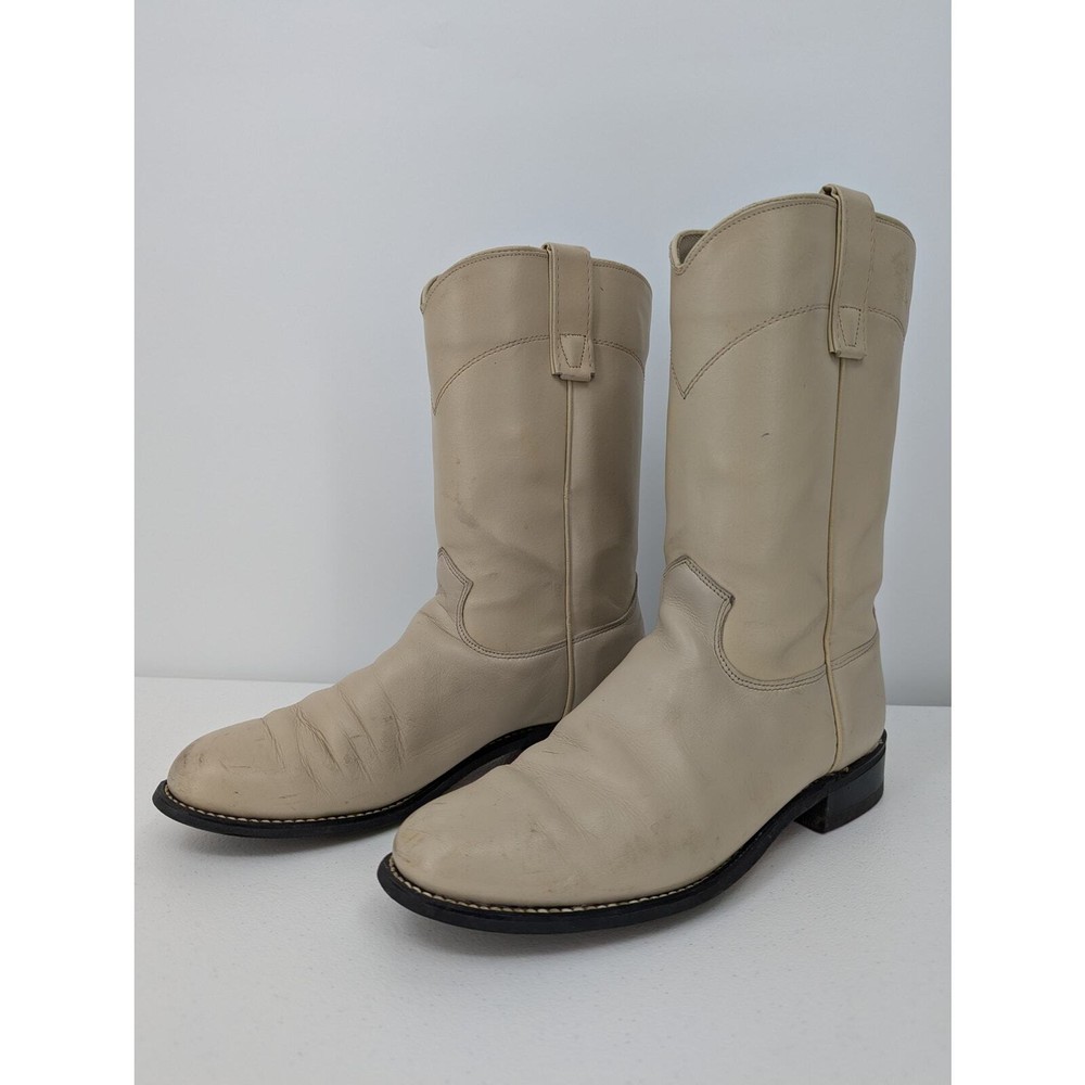 EUC Roy Cooper Cream Cowboy Boots Women's Size 7.5M Made in American