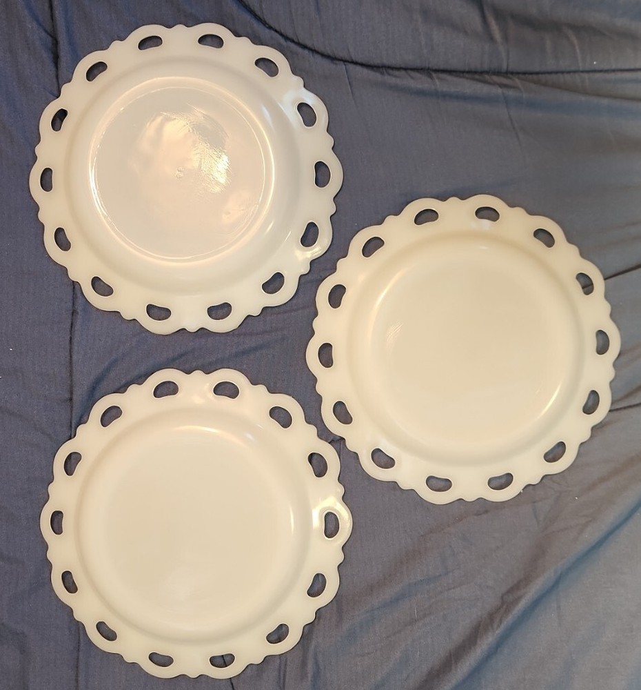 3 VTG Anchor Hocking Colony Lace Edge 8.25