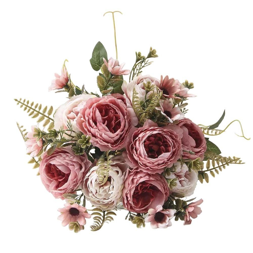 Elegant Faux Floral Bouquet Peony Rose Arrangement for Stylish Centerpieces