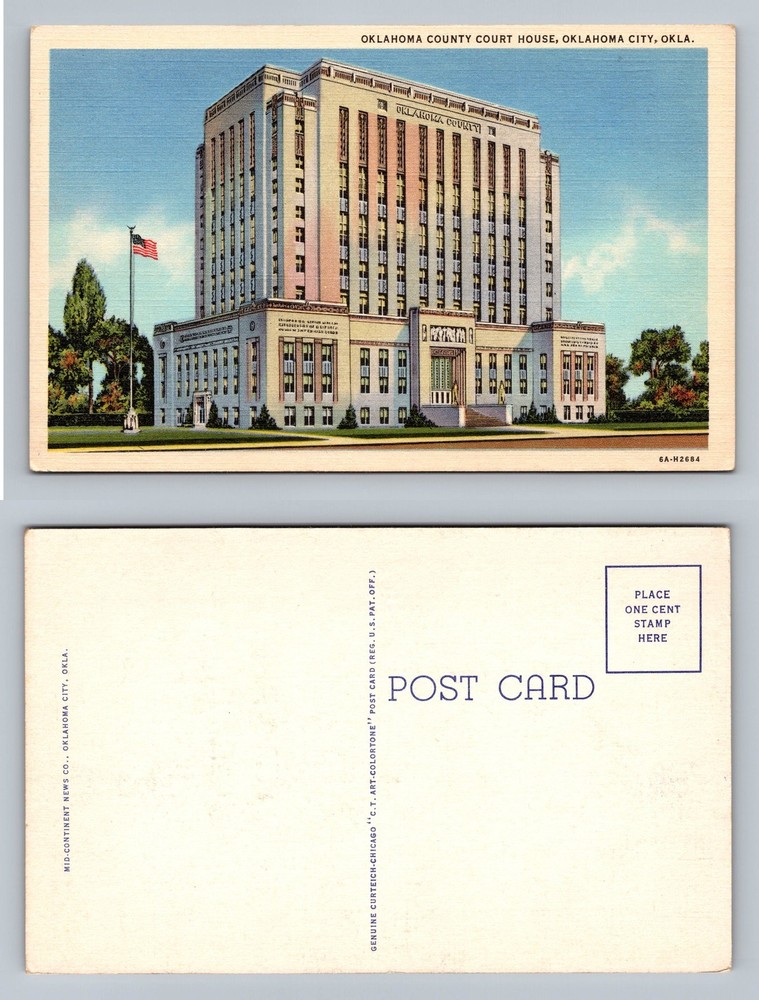Oklahoma City, OK-Oklahoma, County Courthouse Scene View Vintage Postcard