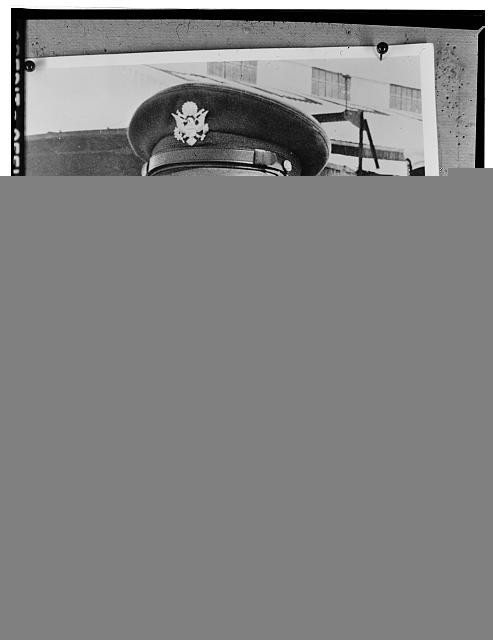 Photo:World War II U.S. Army Officer Cap 1940s Uniform Portrait