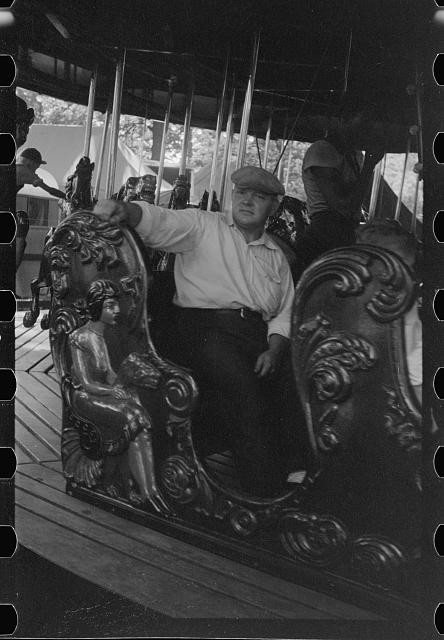 Photo:Central Ohio County Fair 1938 Carousel Ride Spectator