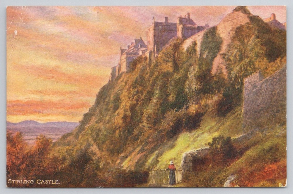 Stirling Castle Scotland Oilette Postcard Raphael Tuck Sunset View