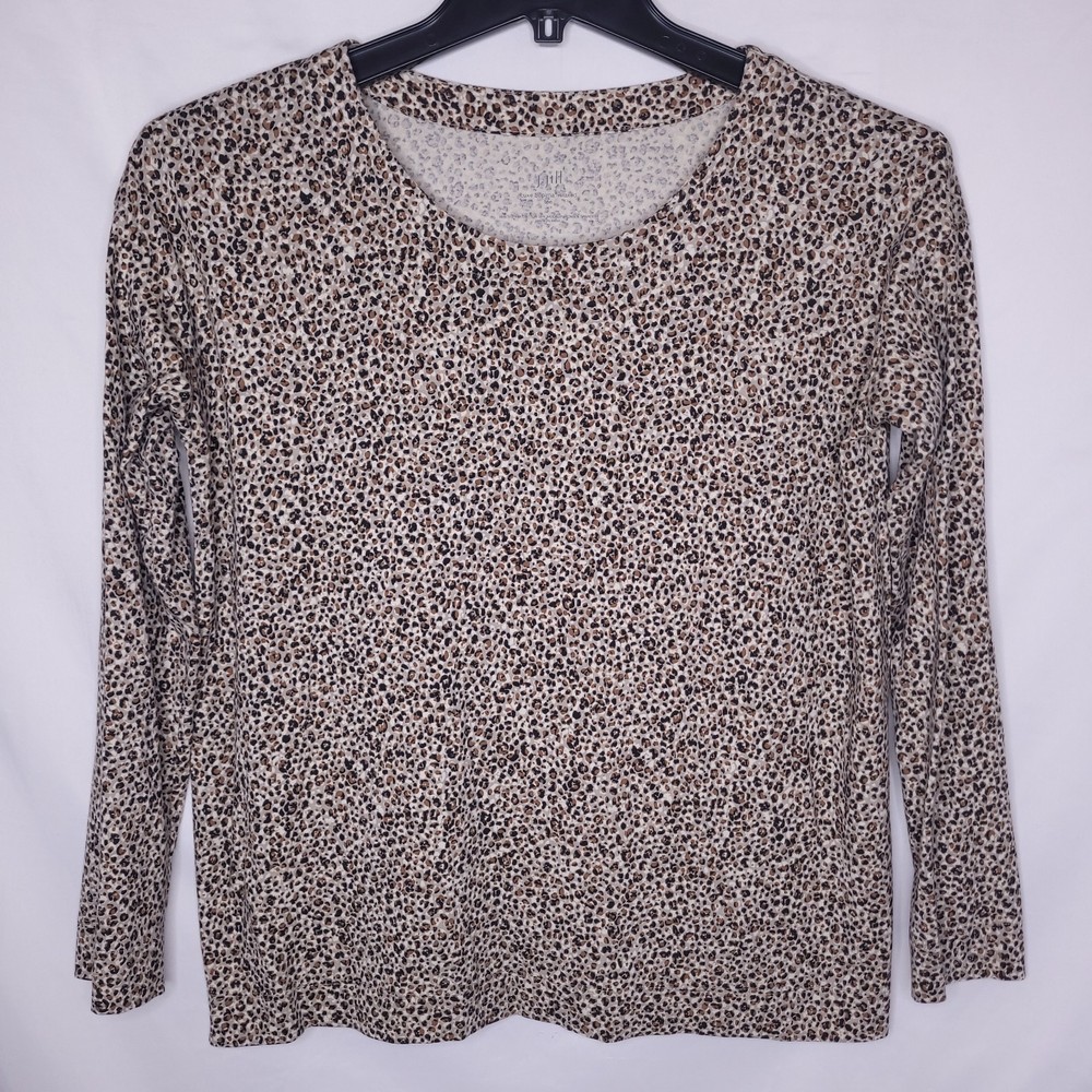 J Jill Top Small Leopard Print Luxe Supima Relaxed