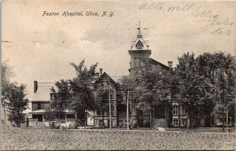 Faxton Hospital Utica NY 1911 Postcard Clock Tower Austin & Ross Germany