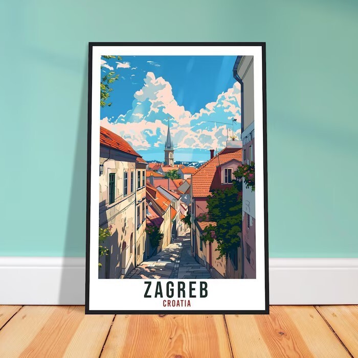 Zagreb Travel Print Croatia Wall Art Wall Hanging Home Décor