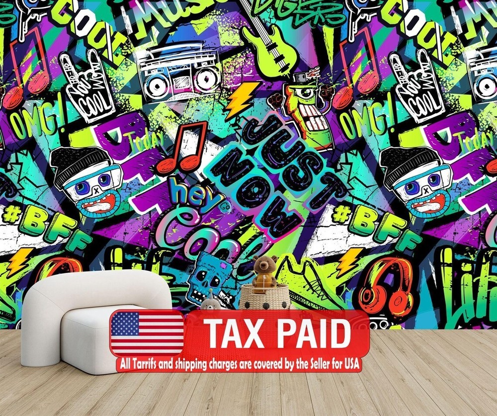 Graffiti Street Urban Abstract  Wallpaper Mural Removeable Washable Peel&Stick-image