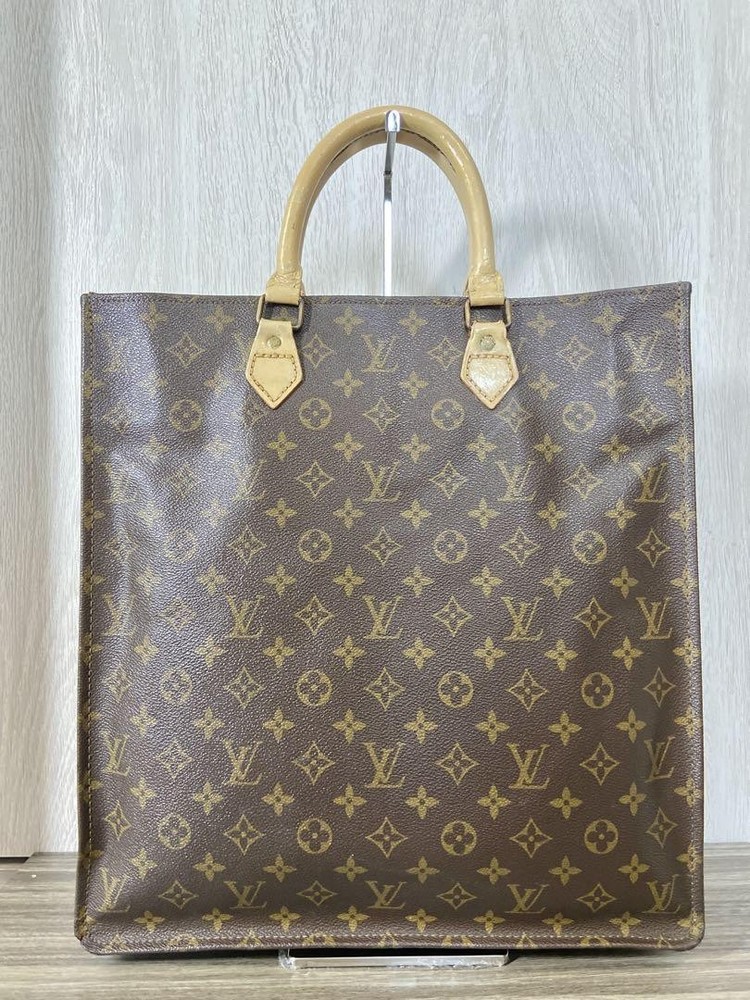 Louis Vuitton Monogram Sac Pla Large Brown Leather Tote Bag Pre-Owned Spacious
