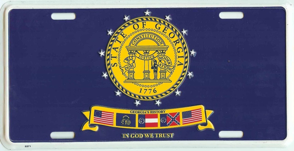 GEORGIA STATE FLAG EMBOSSED METAL LICENSE PLATE AUTO CAR TAG NEW #423