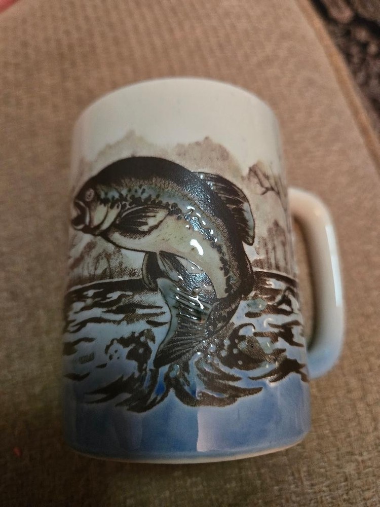 Otagiri Japan Rainbow Trout Fishing Mug Vintage Stoneware Coffee Cup